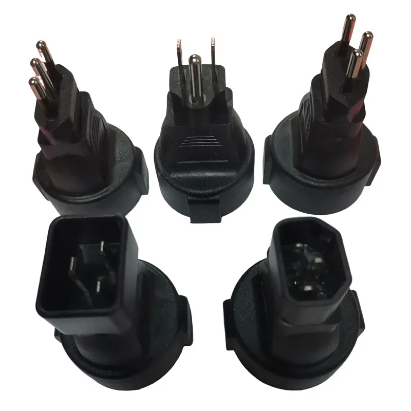 1PCS Black IEC320 C14 C20 British USA 5-15P South Africa Italy Swiss Brazil Male to EU 4.8MM Female Power Adapter Plug