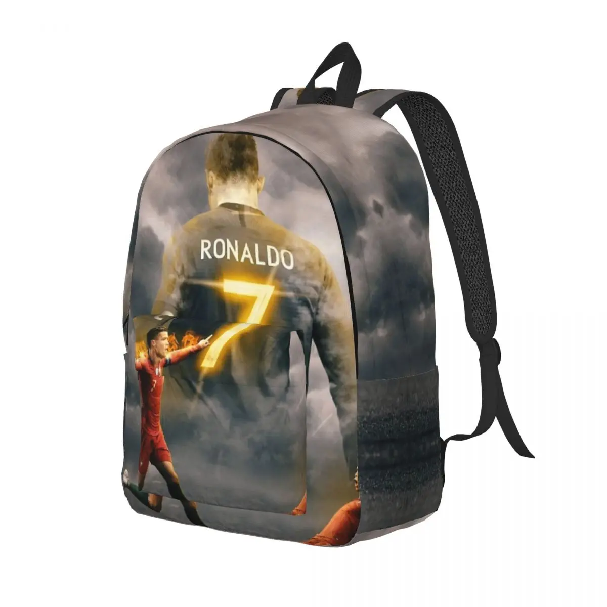 Bolsa de ombro do computador portátil Cristiano Ronaldo, mochila adolescente, escola secundária, mochila de trabalho para homens e mulheres, Art Cr7 Wallpaper, Gift