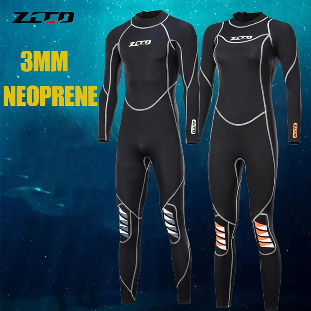 

3mm Men Women Wetsuit Neoprene Scuba Diving Suit One-piece Zipper Thickened Warm Spearfishing Swimwear Kayak Surfing Swimsuit