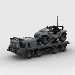 Military Equipment MOC Futuristic Trailer Truck Vehicle Building Block Model Set DIY Assembly Educational Toy Christmas Gift