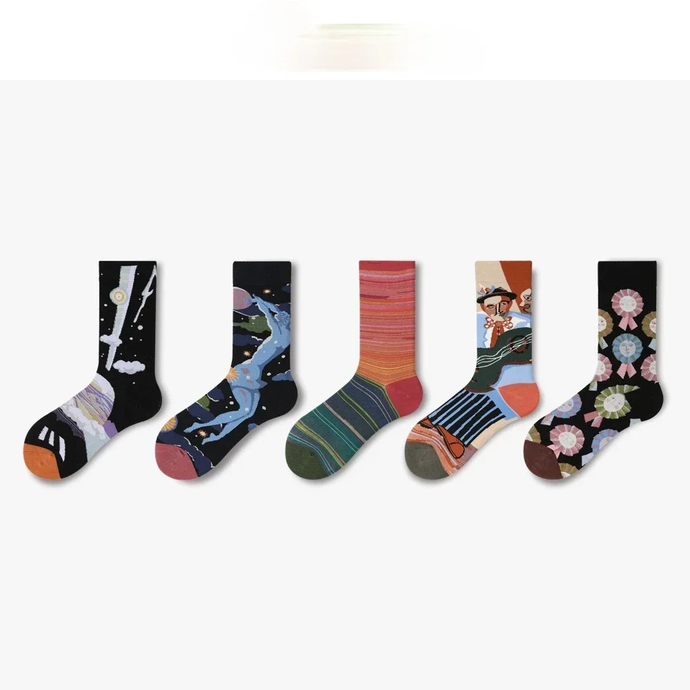 Socks women's tide tube socks Japanese graffiti illustrations personality colorist autumn and winter Korean version