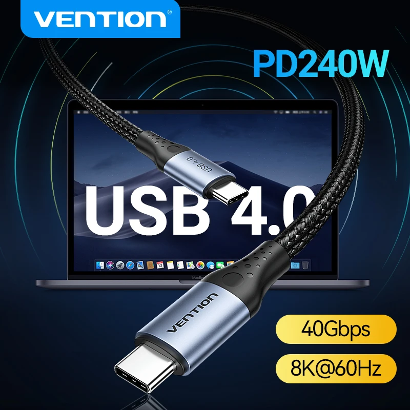 Vention 240W USB Type C Cable for PS5 Nintendo Switch Samsung Galaxy S22 Z Fold MacBook Pro USB 4.0 PD Fast Charging USB C Cable