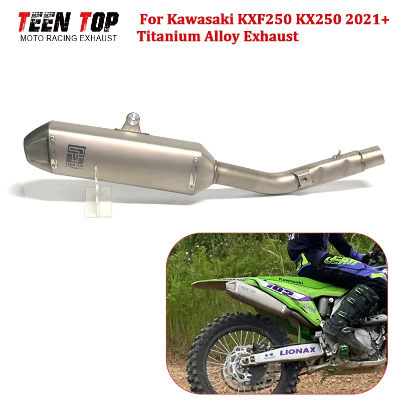 

Грязевой велосипед KXF250, выхлопная труба для Kawasaki KX250, выхлопная труба KXF250 2021 +, глушитель, локоть из титанового сплава Silencieux