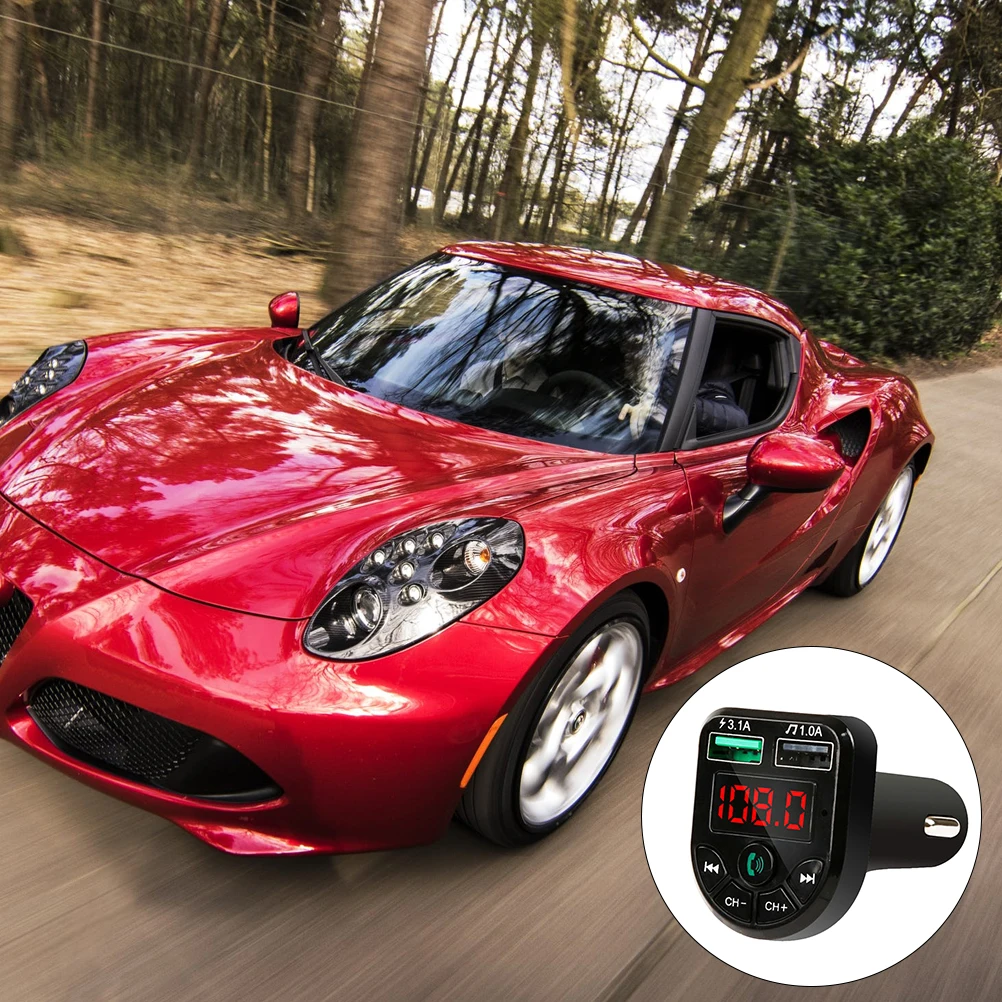 

Car Music Player Kit Wireless Fm Transmitter Hands-Free Calls 5V 3.1A Charging Led Display Memory Function 5.0 Audio