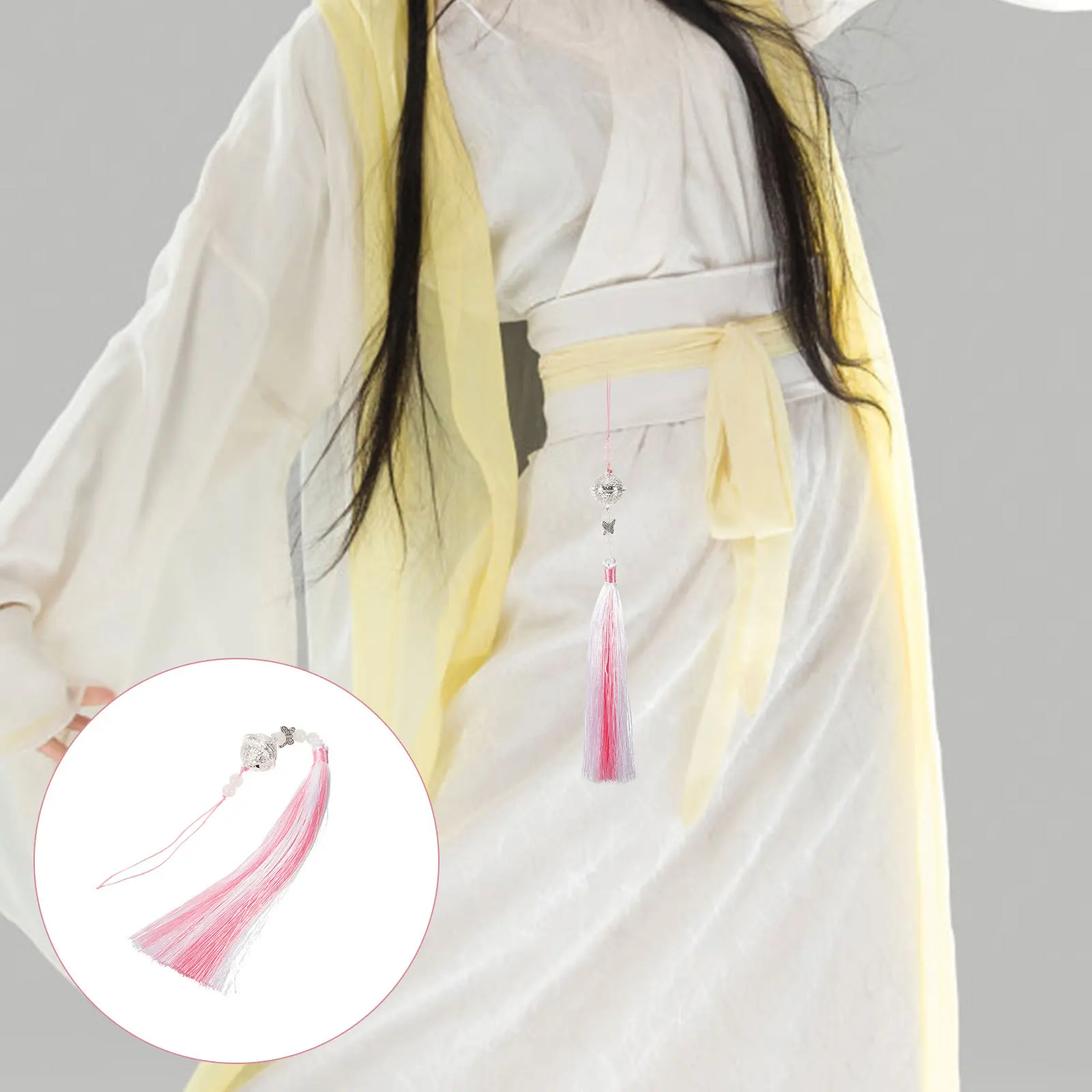 

2Pcs Retro Chinese Tassel Waist Ornaments Ancient Bell Pendant Classic Costume Charms Handmade Hanging Decoration