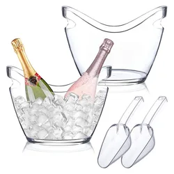 4L Plastic Ice Bucket Champagne Whiskey Wine Beer Coolers Chilling Bucket Ice Cube Container for Bar Club Party Home Gatherings