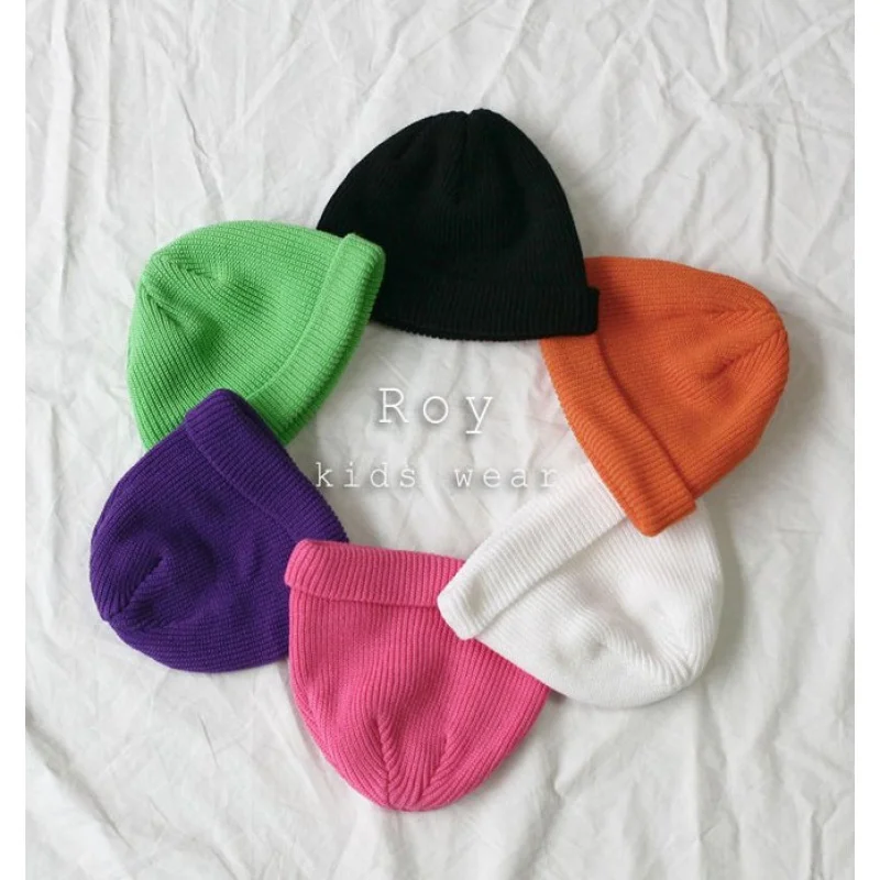 Korean Fashion Labeling Men's and Women's Same Fluorescent Color Skullcap Autumn and Winter New Hip Hop Woolen Cap Sleeve Cap Ch