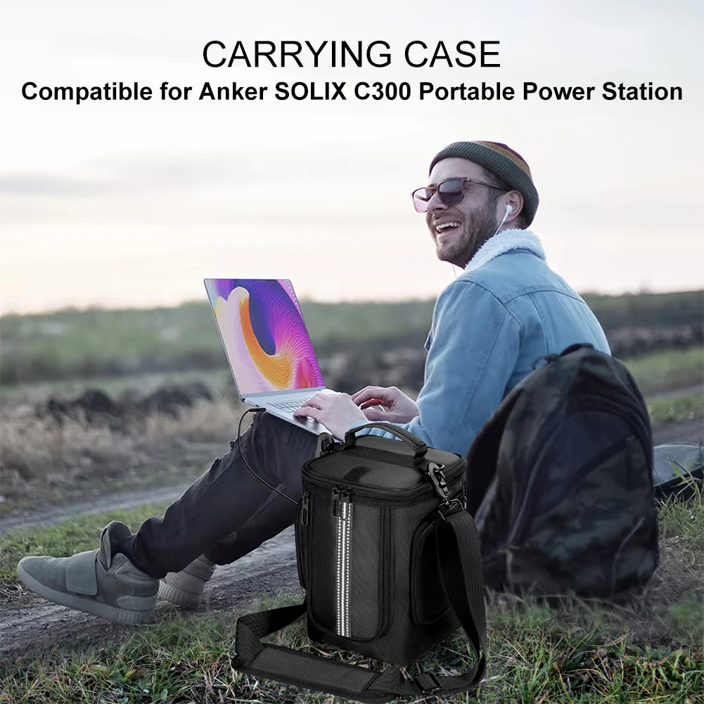

Carrying Case for Anker C300/Anker C300DC Portable Power Station Storage Case Travel Storage Bag with Shoulder Strap & Handle