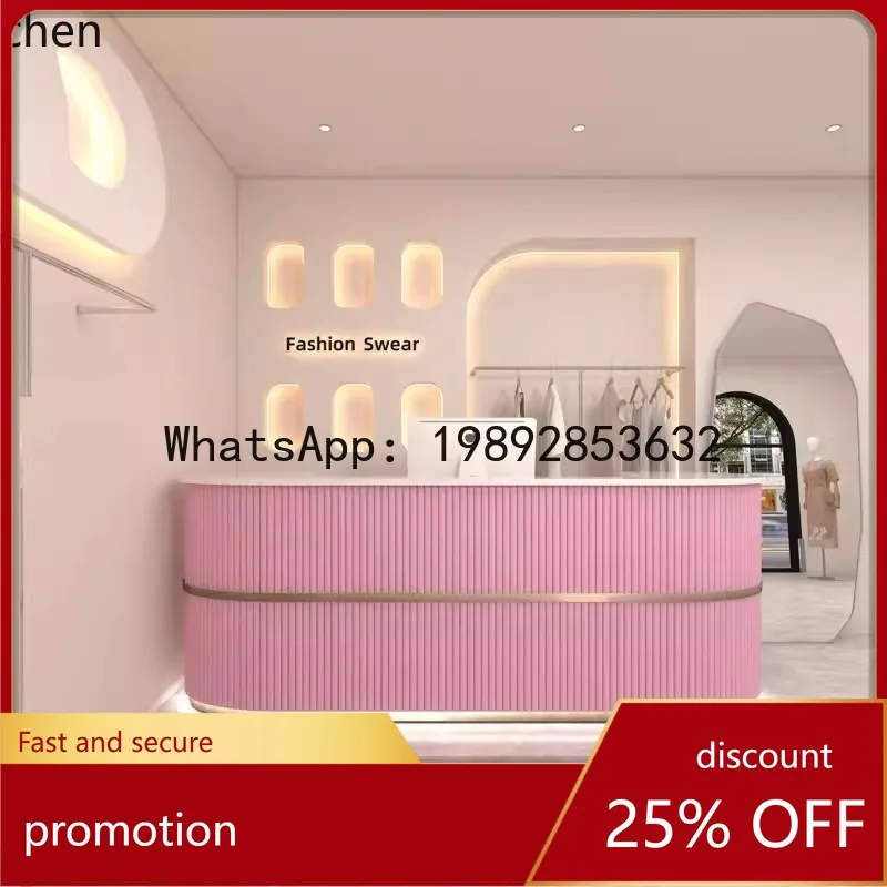

YFY Internet Celebrity Trendy Store Bar Counter Cashier Desk Clothing Store Women's Clothing Curved Shop Simple Reception Desk