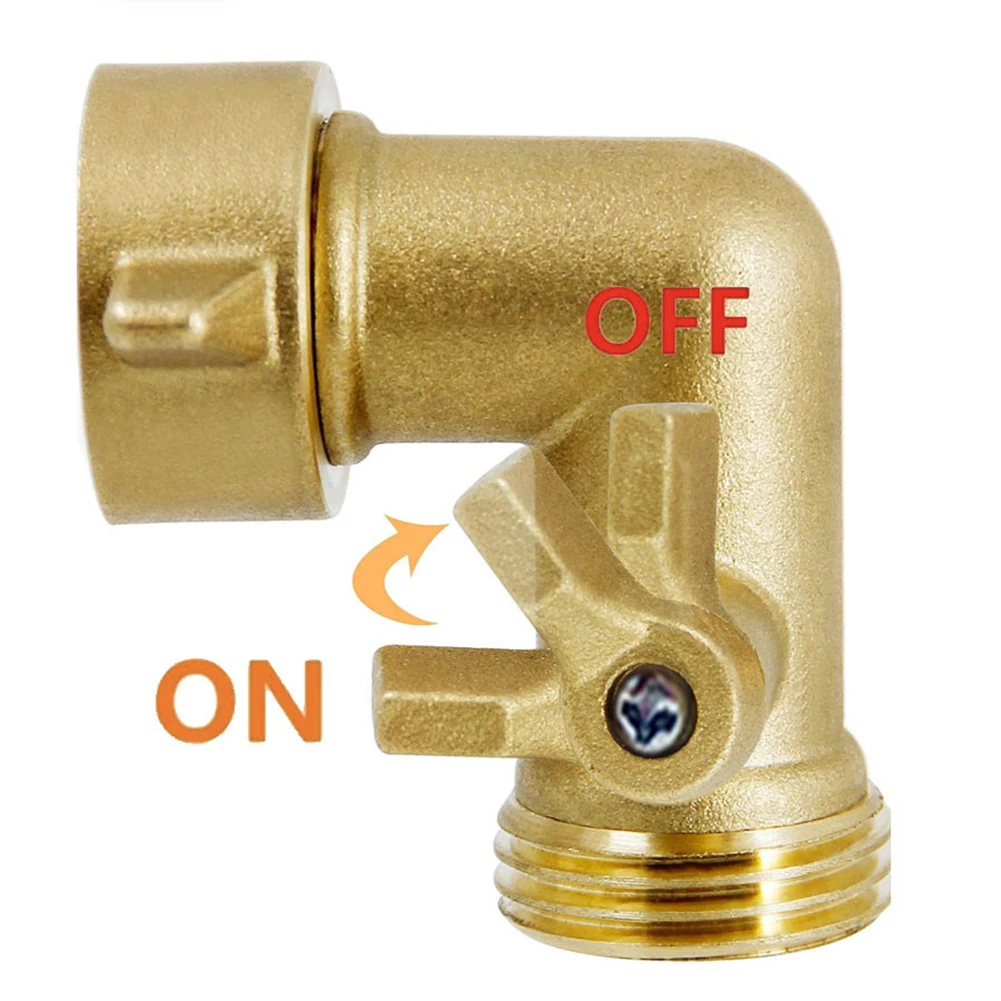 Brass 90 Degree Hose Elbow Fitting 3/4 Garden Water Hose Adapter with Manual On/Off Valve for Reliable Flow Adjustment