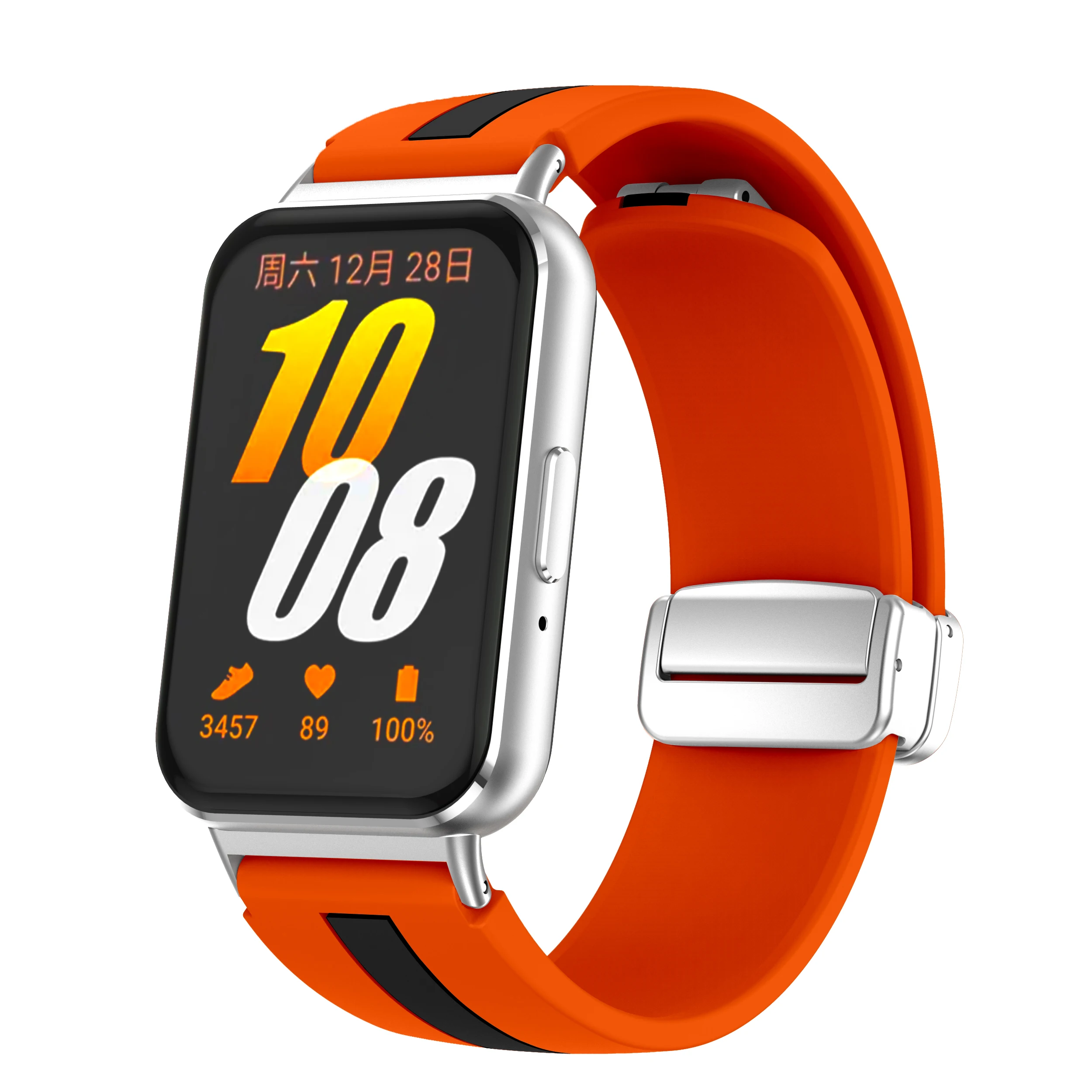 Smart Watch strap for Samsung Galaxy Fit 3 Magnetic Folding Buckle Silver Buckle Outdoor Watchband Women Accessories Sport Man image 2
