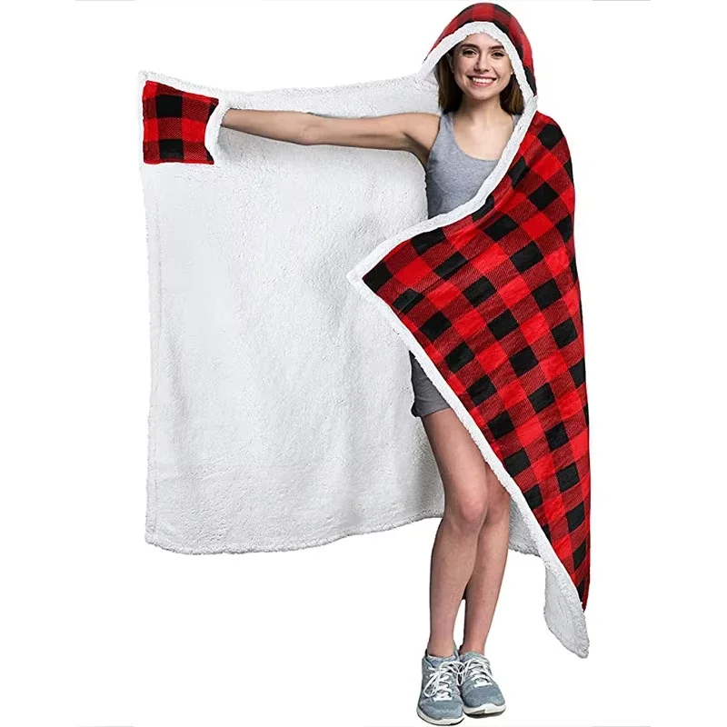 

Thick Plaid Blanket Warm Winter Wearable Blanket Adults Office Travel Soft Fleece Throw Blankets Wearable blanket Home Shawl