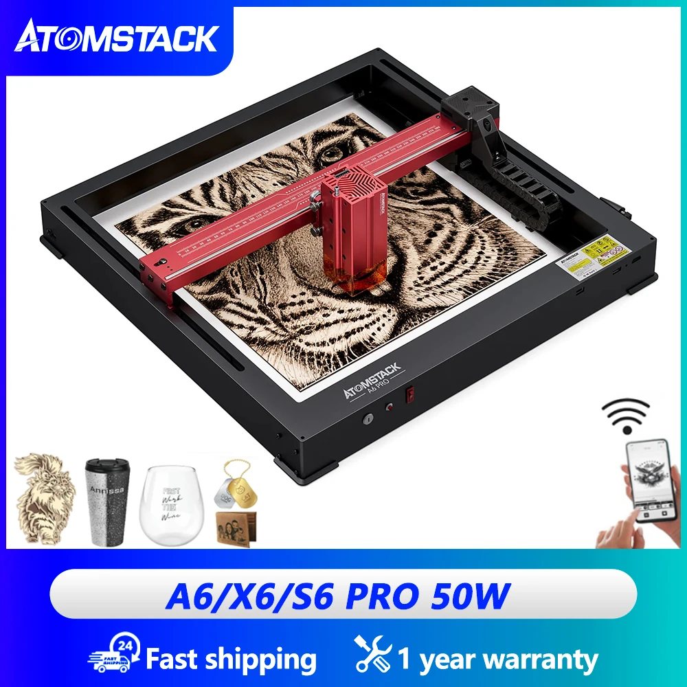 

Atomstack A6 X6 Pro 50W Second Generation Laser Engraving Machine Wifi Offline Control With Tank Chain Wood Cutting Cnc Router