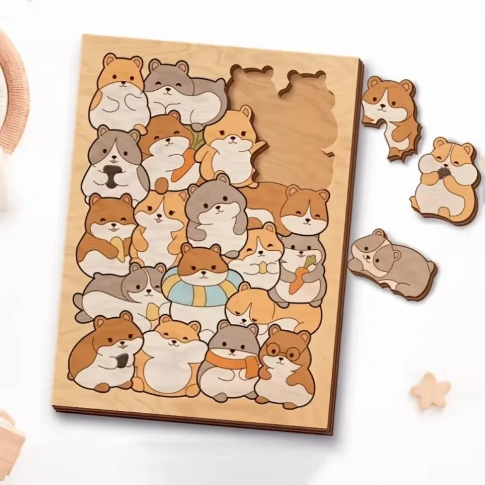 Wooden Wooden Stacking Animal Puzzle Need DIY Tabletop Decoration Puzzle Painting Decorative Plaque Dinosaur Hamsters