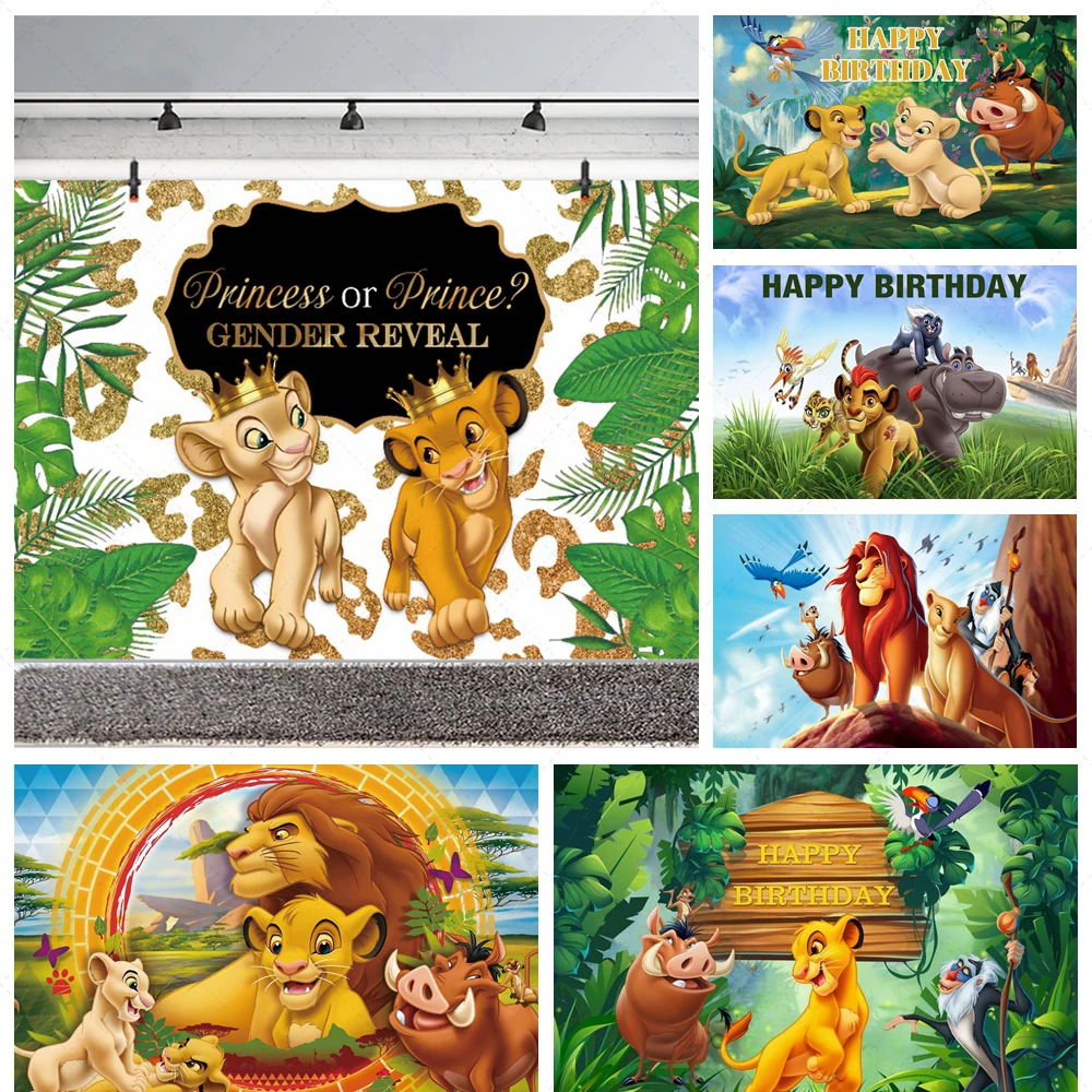 

Disney Lion King Backdrop Gender Reveal Party Boy Or Girl Jungle Safari Happy Birthday Decora Background Kids 1st 2nd Birthday