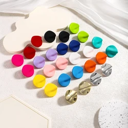 14 Candy Colored Dopamine Button Shape Round Ripple Raised Acrylic Earrings With Sweet Style Jewellery Women