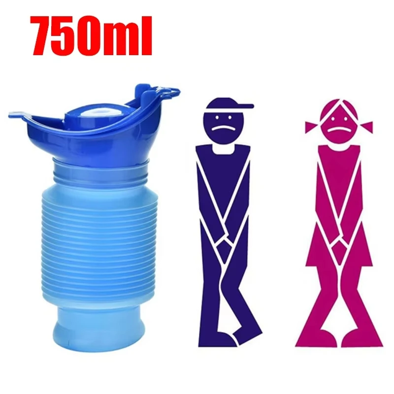 

750ml Portable Urinal for Adults Women Kids, Collapsible Travel Pee Bottle Outdoor Car Camping Toilet