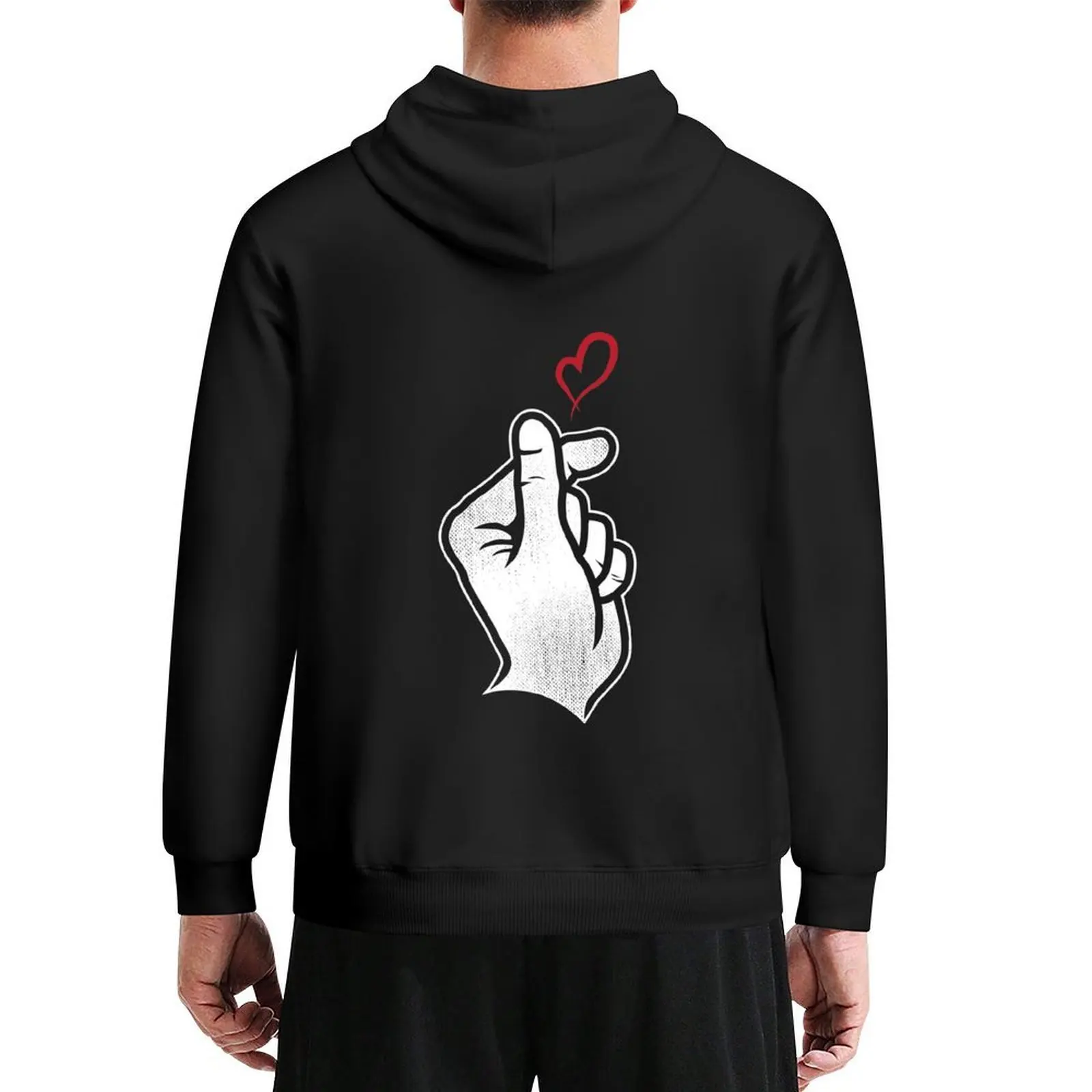 الكورية فنجر القلب هوديي أزياء الرجال بلوزة النمط الياباني الكورية نمط ملابس الرجال هوديي #1