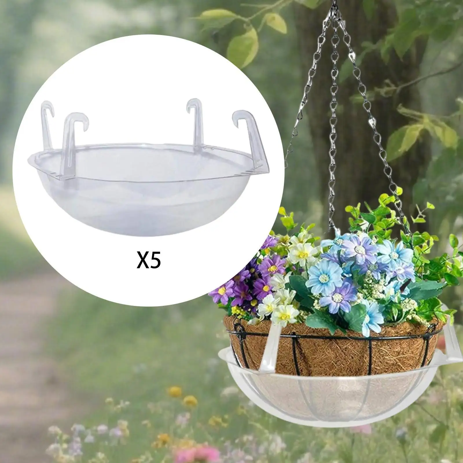 

5Pcs Hanging Flower Pot Tray with Hook for Water Drainage Indoor and Outdoor