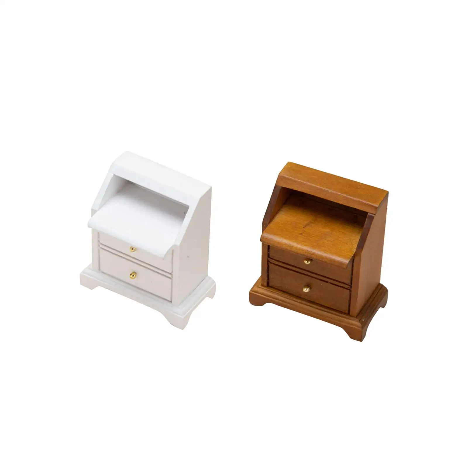 1:12 Dollhouse Night Stand End Side Table Model Wooden Frame Furniture Model Smooth Surface and Polished