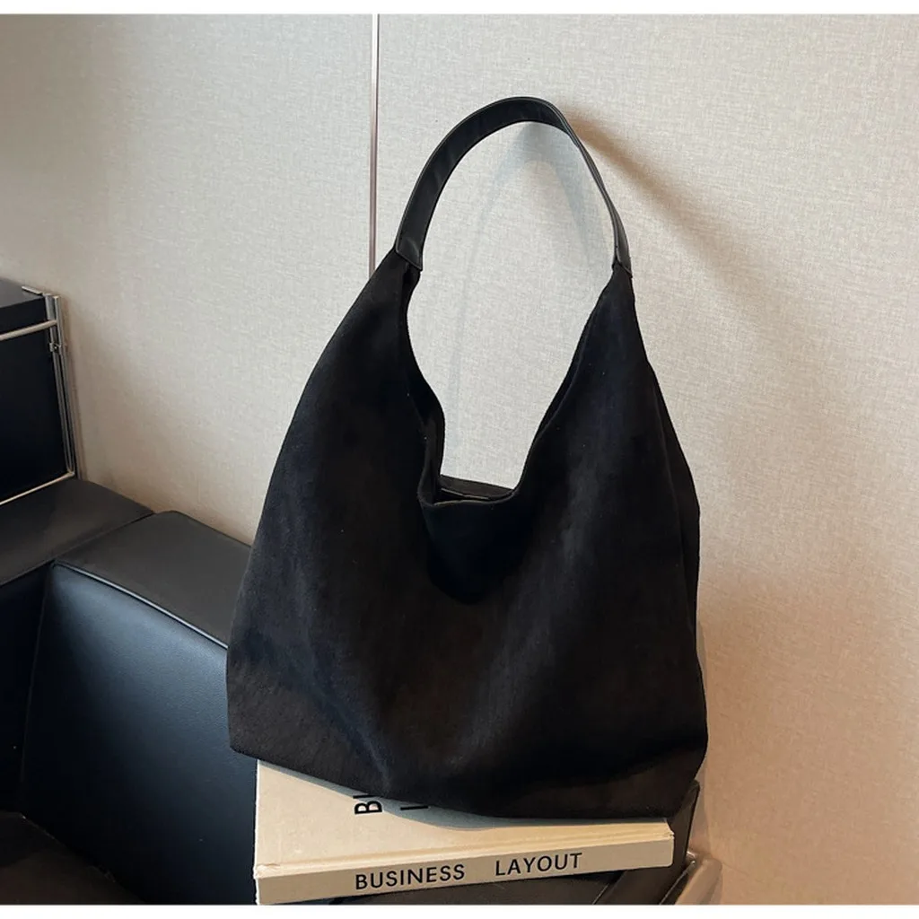 Coin Pouch Soft-Sided Faux Suede Tote Bag Women'S Shoulder Bag Minimalist Single Shoulder Bag For Short Trips Urban Outfits Work