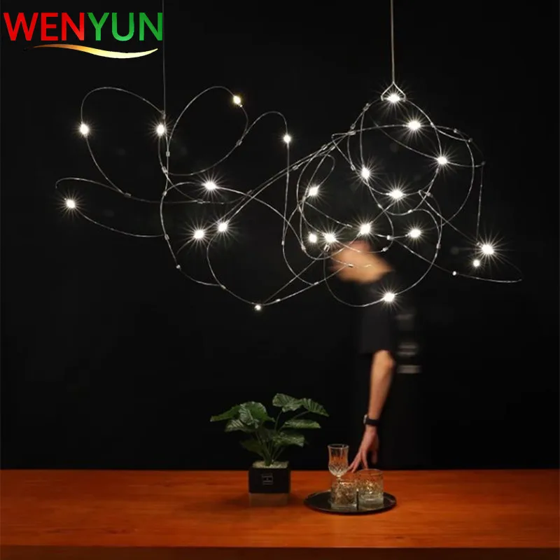 

WENYUN Flock Chandelier Disc Quasar Chandelier LED Firefly Pendant Light for Hotels Villas Restaurants Living Room Designer Lamp