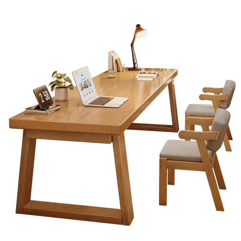 

Double, desk, student, household, computer desk, solid wood legs, desk, long table, workbench