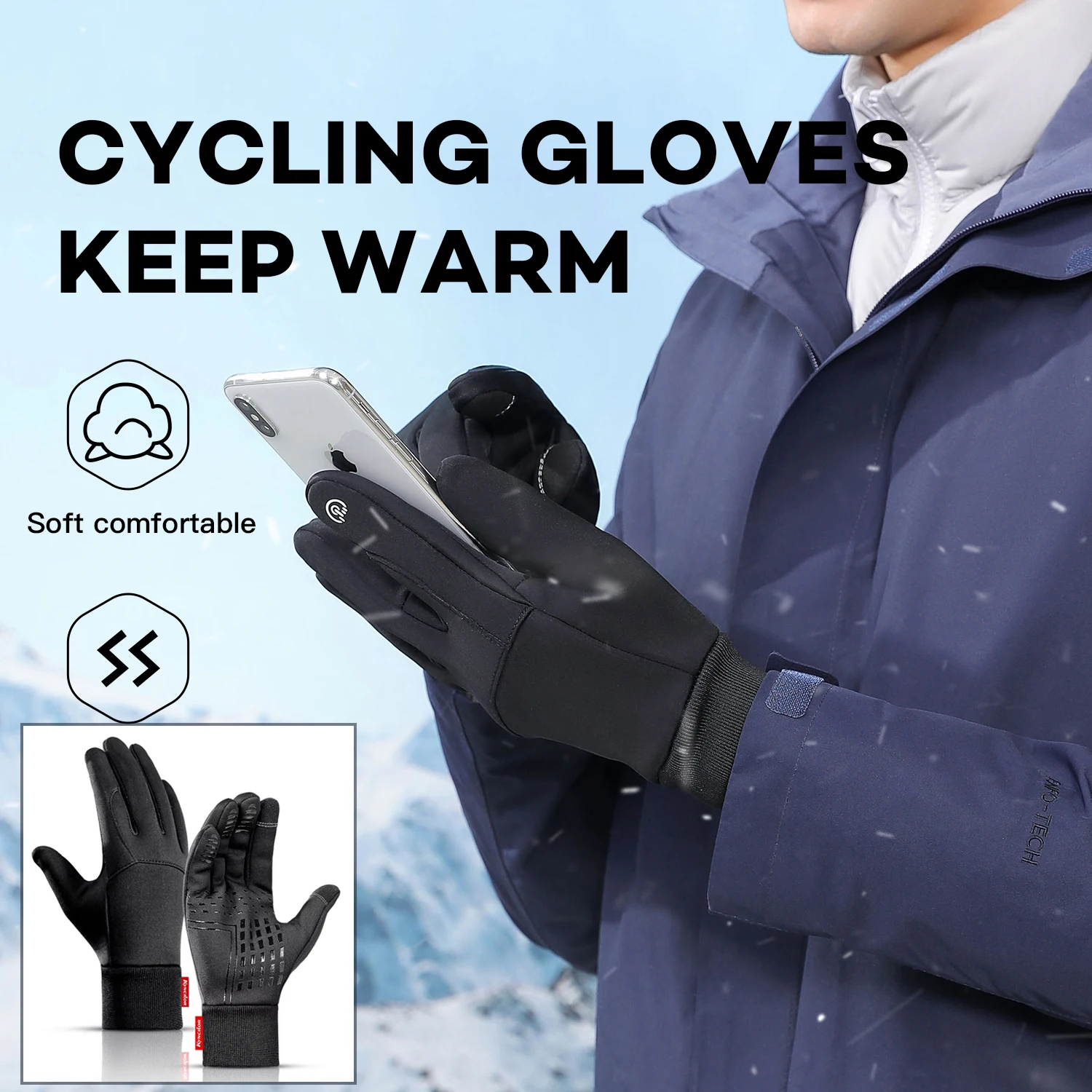 Winter Handschuhe Männer Radfahren Fahrrad Frauen Thermische Fleece Kalten Wind Wasserdicht Touchscreen Fahrrad Warme Outdoor Laufen