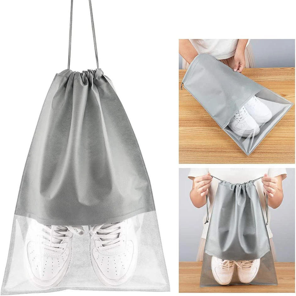 5/10Pcs Shoes Storage Bags Non-woven Portable Travel Bag Waterproof Dustproof Drawstring Shoes Clothing Classified Hanging Bags