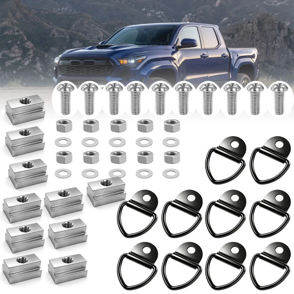 

4/6/10pcs 3/8"-16 V Ring T-Slot Nut Screw Kit for Toyota Tacoma for Toyota Tundra Truck Bed Deck Rail T Slot Nut Screw Kit
