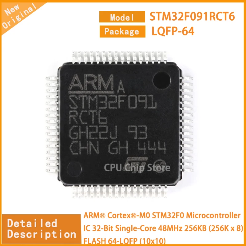 5Pcs/Lot  New Original  STM32F091RCT6 STM32F091 Microcontroller IC 32-Bit Single-Core 48MHz 256KB (256K x 8) FLASH 64-LQFP