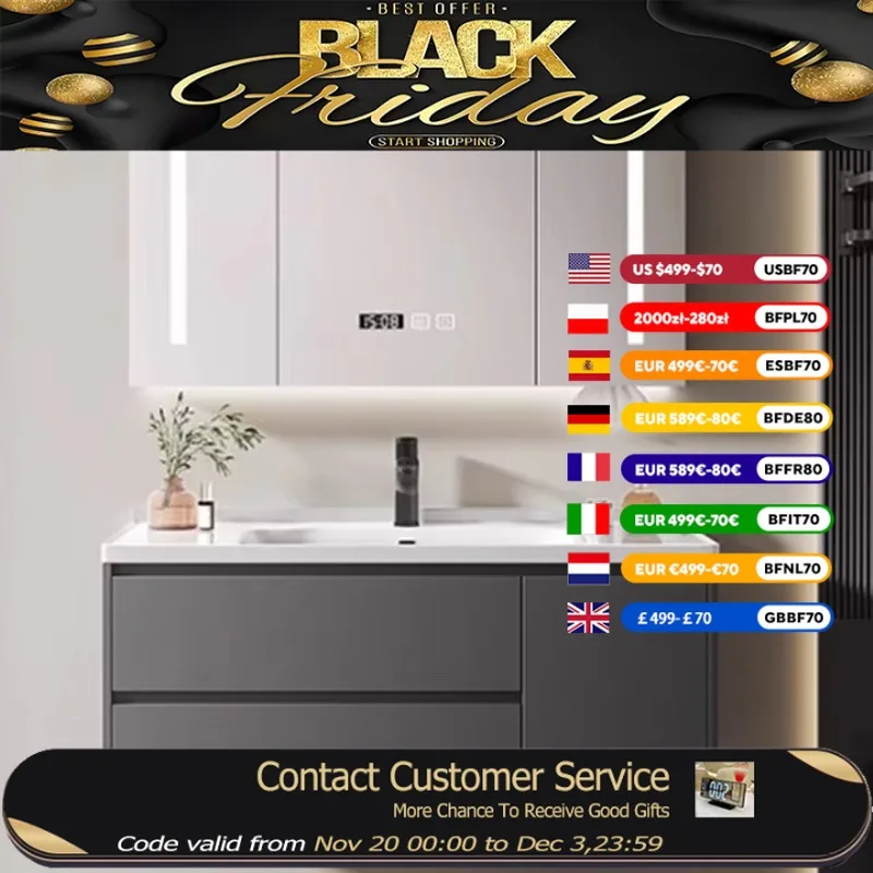 

Lighting Vanity Bathroom Cabinet Nordic Waterproof Luxury Shelf Bathroom Vanity Drawers White Armoir Salle De Bain Furniture
