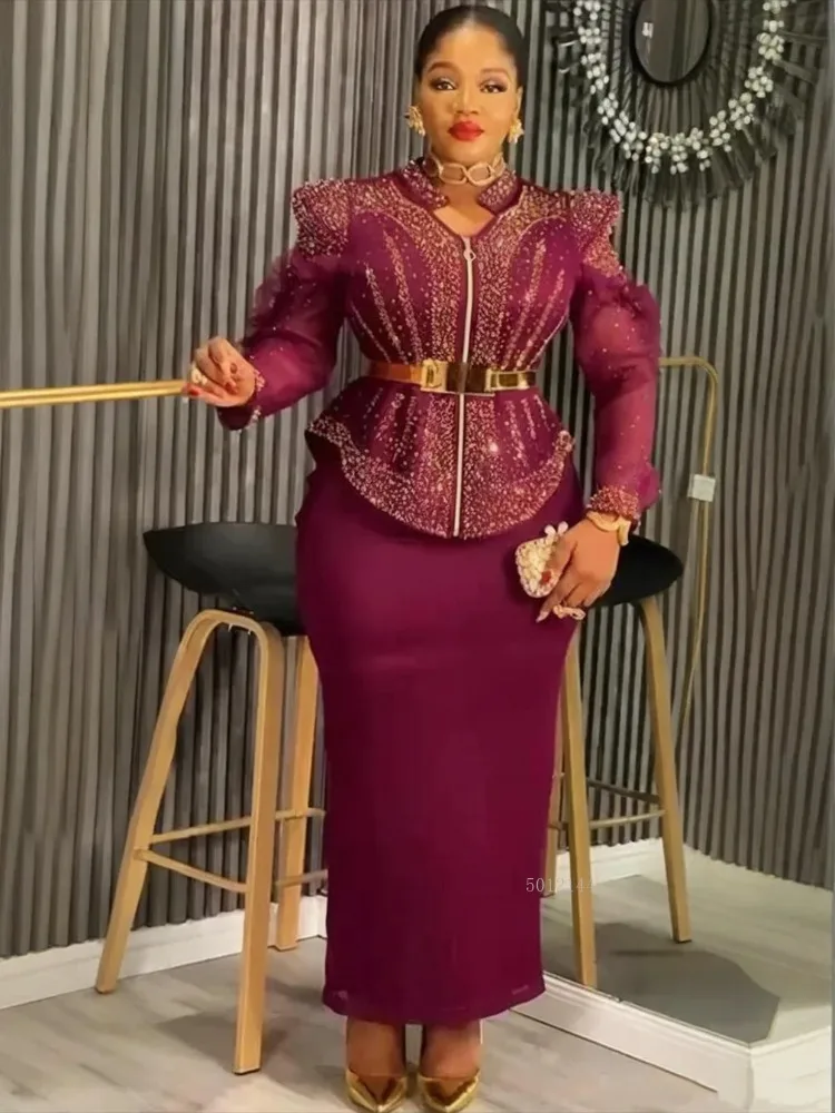 

Африканские вечерние платья больших размеров для женщин Dashiki Ankara Свадебное платье Наряды из 2 предметов Комплект топов и юбок Костюмы 2025 Новые халаты