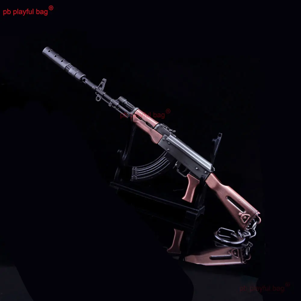 21cm metalowy pistolet zabawkowy AKM broń Model brelok do kluczy gra peryferyjna ozdoba domu figurki dzieci prezenty świąteczne HG367