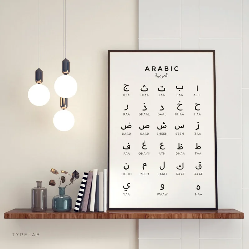 Black & White Different Language Arabic Spanish Alphabet Chart Learning Art Poster Canvas Painting Wall Print Picture Home Decor