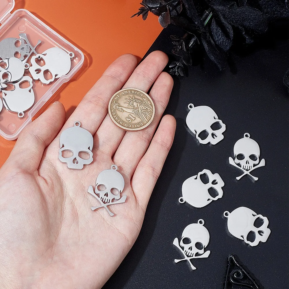 

12Pcs 2 Style 201 Stainless Steel Pendants Laser Cut Stainless Steel Color 28~28.5x19~21x2mm Hole: 2mm 6pcs/style