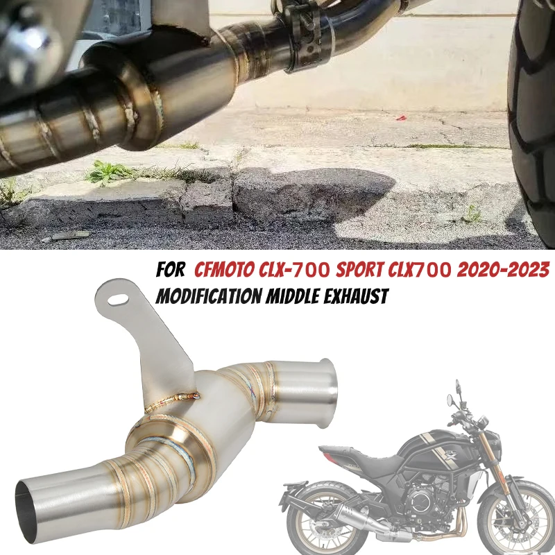 

For CFMOTO CLX-700 CLX700 CLX 700 Sport 2020-2023Motorcycle Exhaust Modified Muffler Escape Moto Tube Catalysts Middle Link Pipe