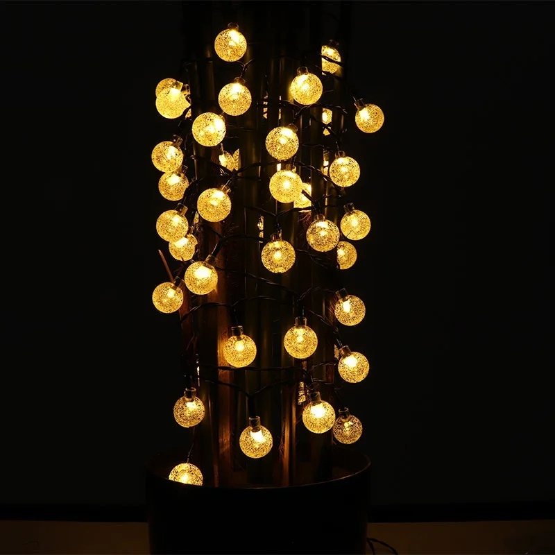 

Solar Light String 8 Lighting Modes Solar Crystal Ball Bubble Light String Solar Outdoor Light Strip For Garden Camping Party