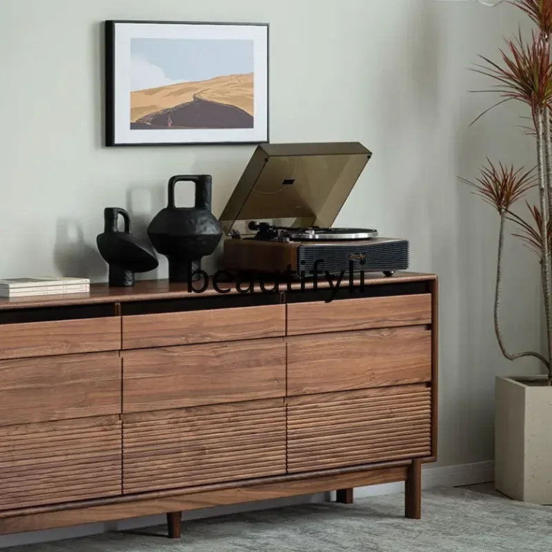 

32Nordic all-solid wood nine-chest cabinet, North American black walnut chest cabinet, living room storage, six chest cabinet