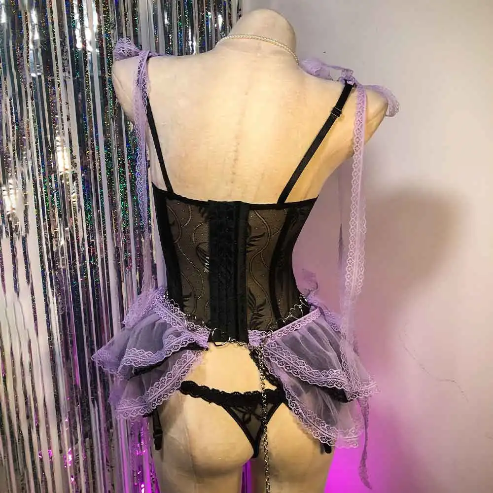 Y2K レース トップス クラブウェア クロス ハンドメイド ゴス エコ ハート 原宿 E-girls ゴシック ドレス カワイイ パンクロック 90年代 エモ DIY グランジ サイバー