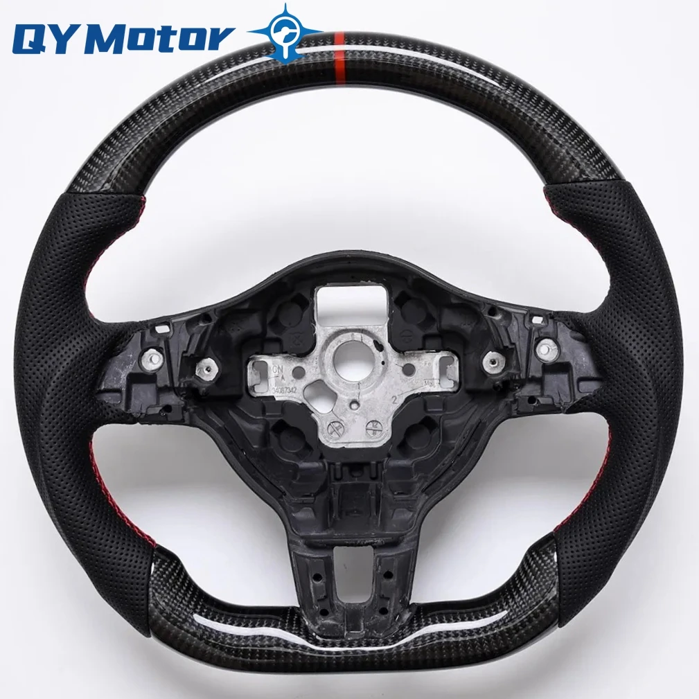 Real Carbon Fiber Car Steering Wheel For VW Golf6 Golf7 MK7 MK6 R GTI 2009-2013 Perforated Leather Sport Wheel