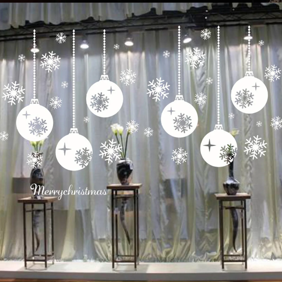 

Christmas Window Decals Snowflakes Pattern Office Shop Window Decorations