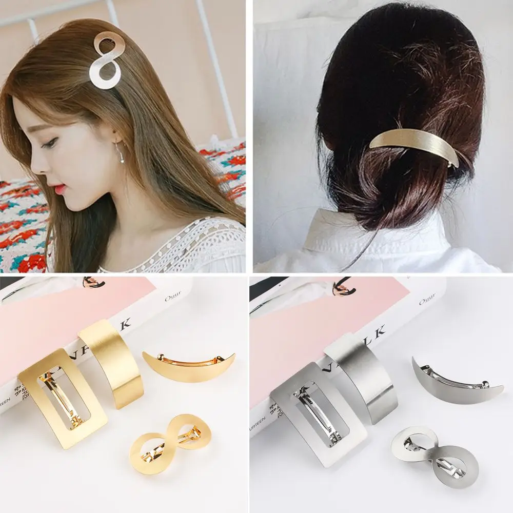 Women Geometric Square  Barrettes Geometry Hair Clip Horsetail Clip Metal Hairgrips Girls Hairgrips