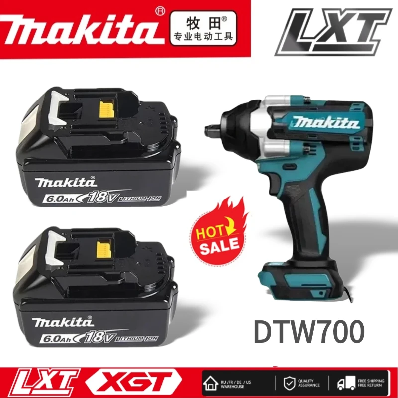 Original Llave de impacto eléctrica sin escobillas Makita DTW700 1800 N.M, LXT BL1860B BL1860 BL1850 for makita 18v 6.0ah Bettey