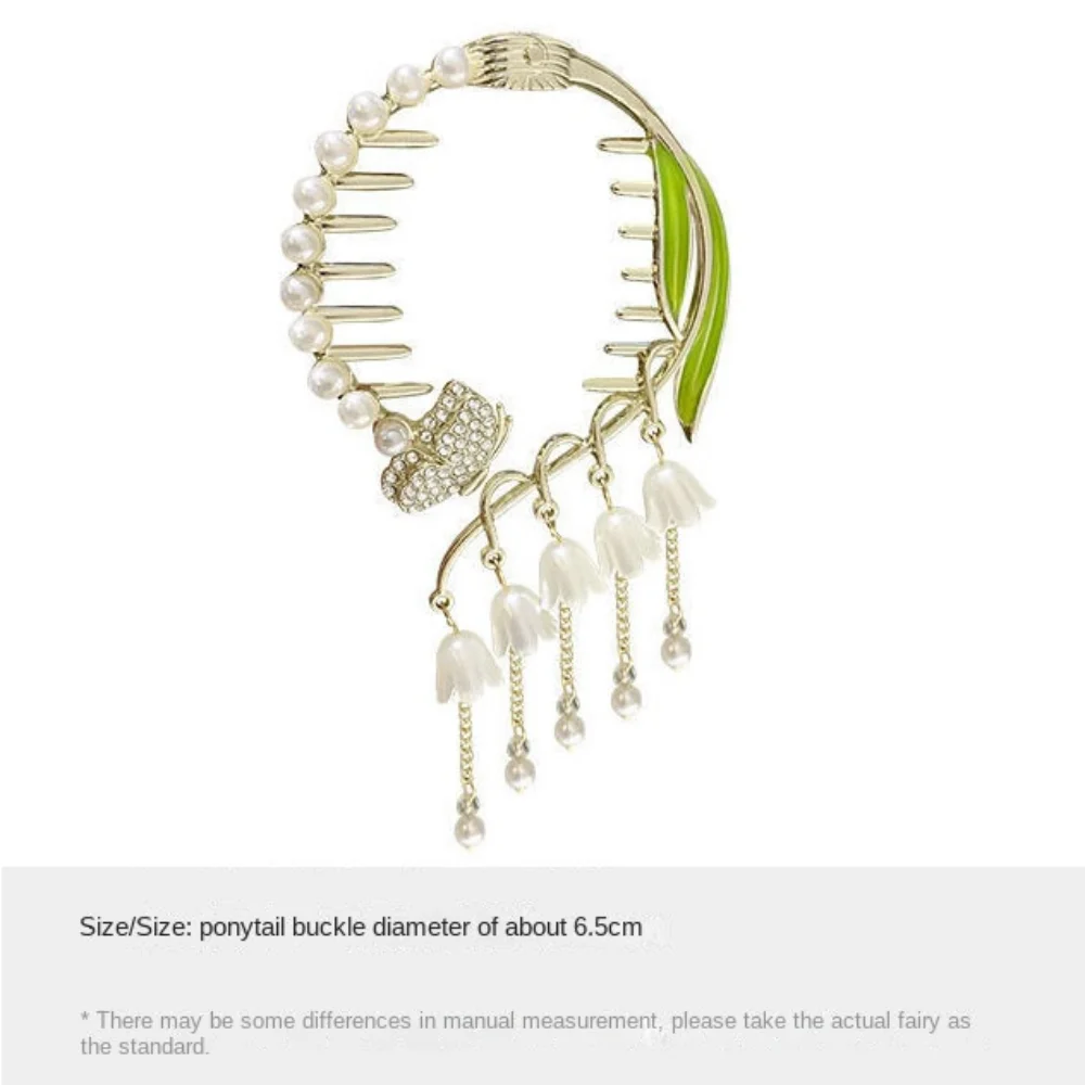 زهرة شرابة كعكة الشعر مشبك اللؤلؤ سلسلة جديدة النمط الصيني عموم مشبك شعر كليب الجزء الخلفي من دبوس الشعر عالية ذيل حصان مشبك