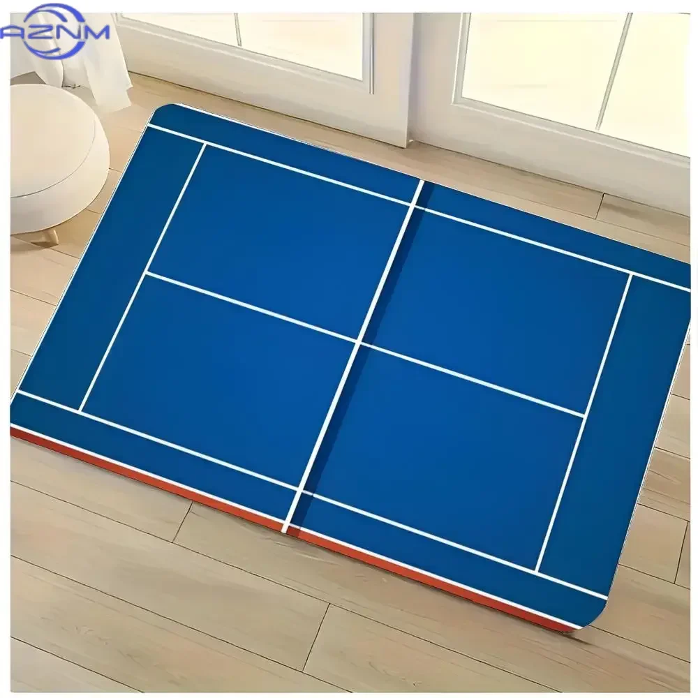 sport cartoon wall print Cartoon badminton court Floor Mat Washable Absorbent Flannel Door Mat Non-Slip Indoor Floor Rug