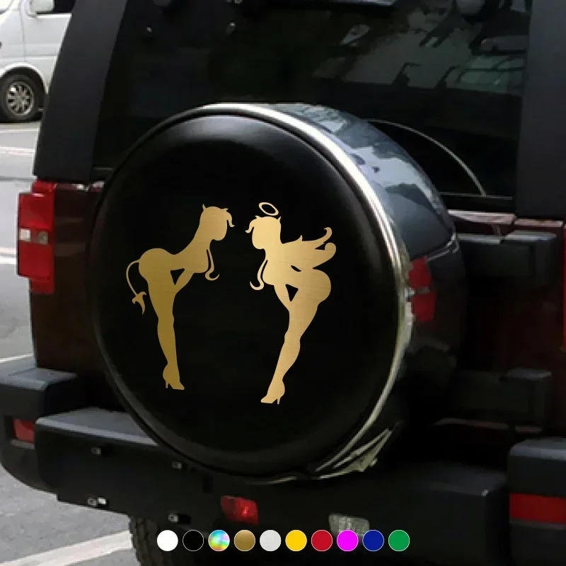 2PCS Angel & Devil Girl Autoaufkleber, stilvoller Autoaufkleber für die Außenpersonalisierung im Auto