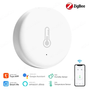 Tuya zigbee sensor de umidade temperatura higrômetro interno termômetro detector vida inteligente controle app suporte alexa google