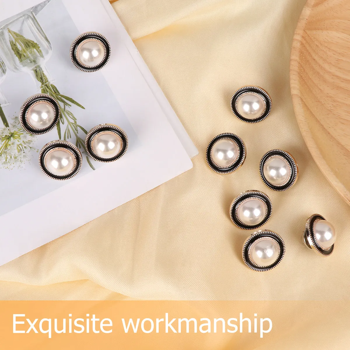 10Pcs Pearl Buttons Round Design Fine Workmanship Versatile Clothing Decoration for Windbreakers Shoes Hats T Shirts DIY Sewing