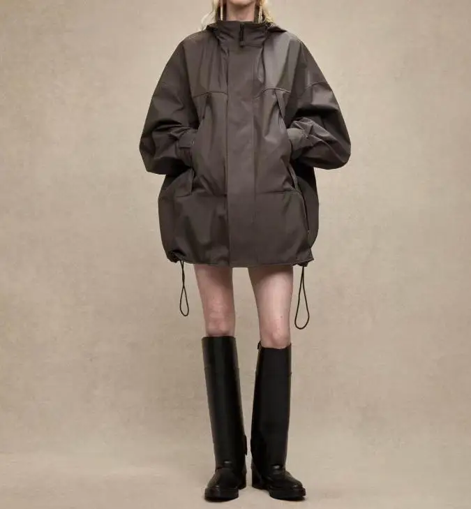 Women Fashion 2025 Fall / Autumn Water proof Elastic adjustable waist Female Jacket and Coat